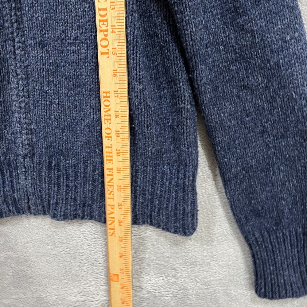Eddie Bauer Cardigan Sweater Womens M Blue Fisherman Knit Shawl Collar Full Zip - Picture 7 of 9